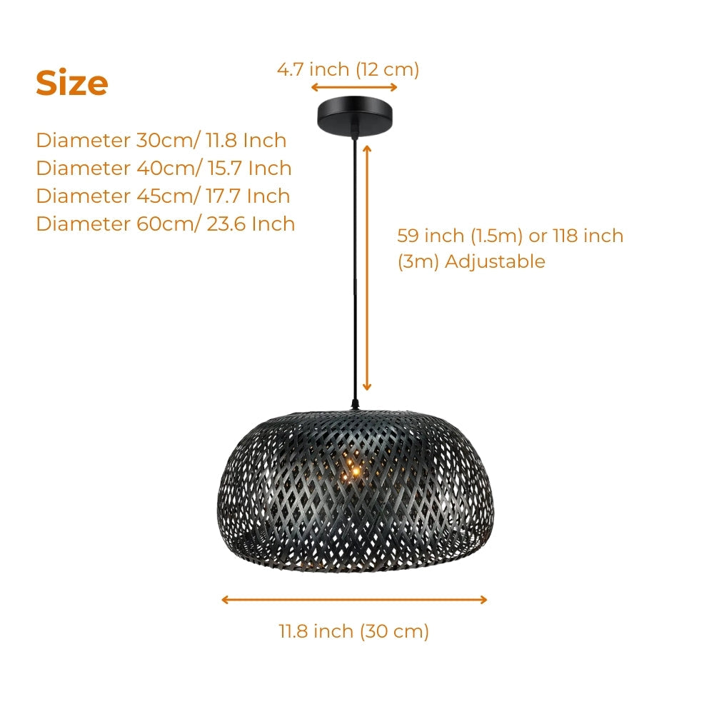 Eco-friendly dark rattan ceiling lamp made from natural materials