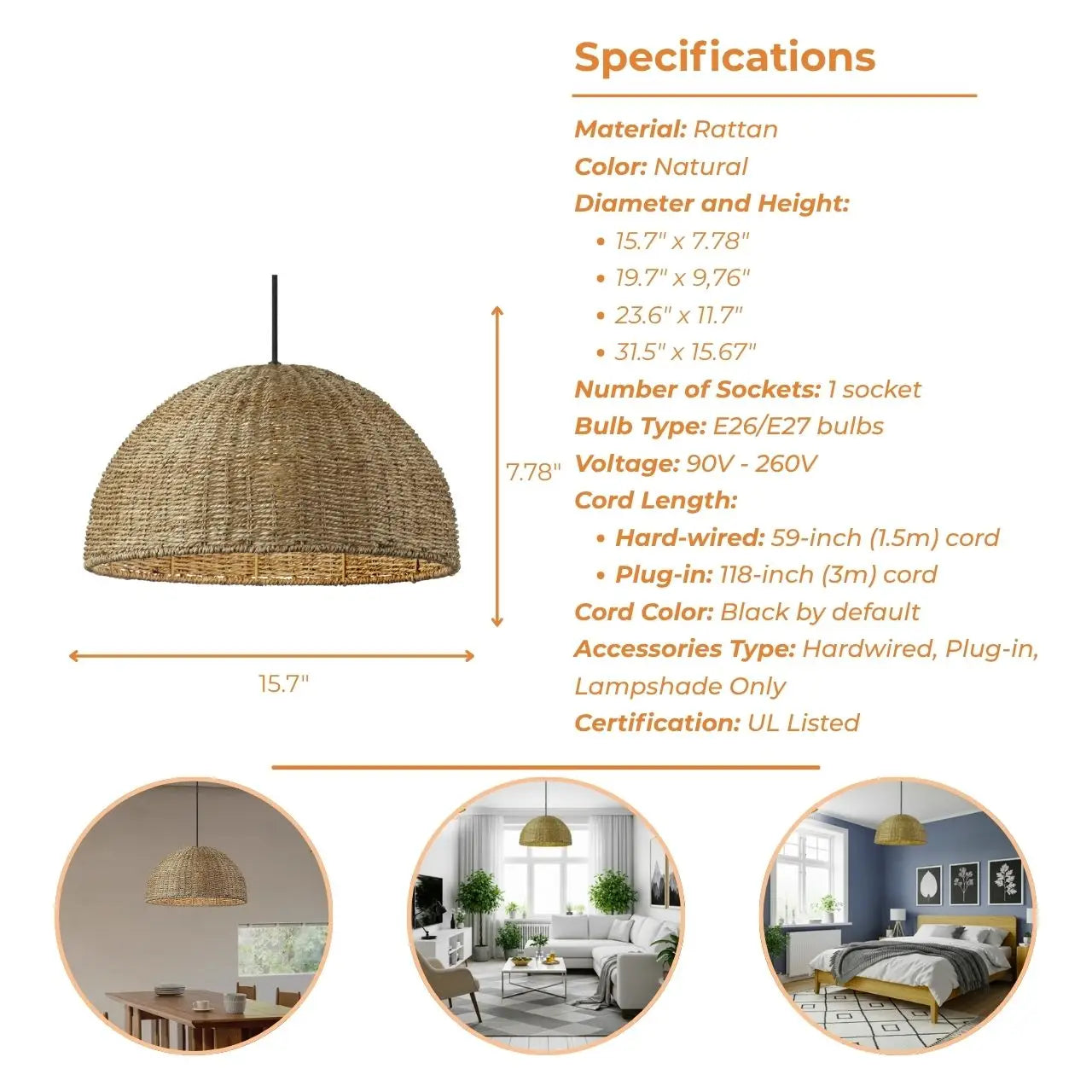 Eco-friendly jute dome pendant shade showing intricate hand-braided patterns.