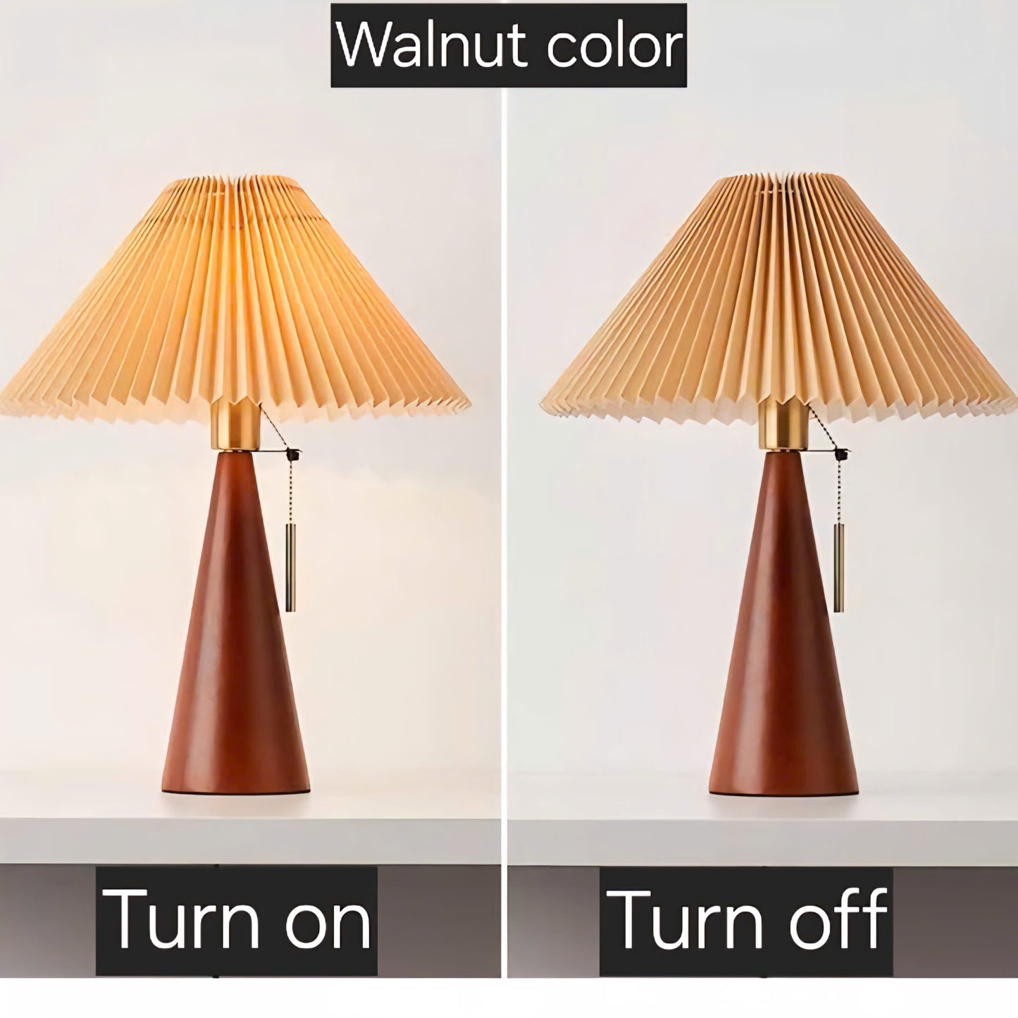 Study Desk Wooden Cone and Pleated Lamp adding Classic Elegance to Home Offices