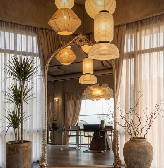 Japandi Pendant Lights with Set of Paper Lighting
