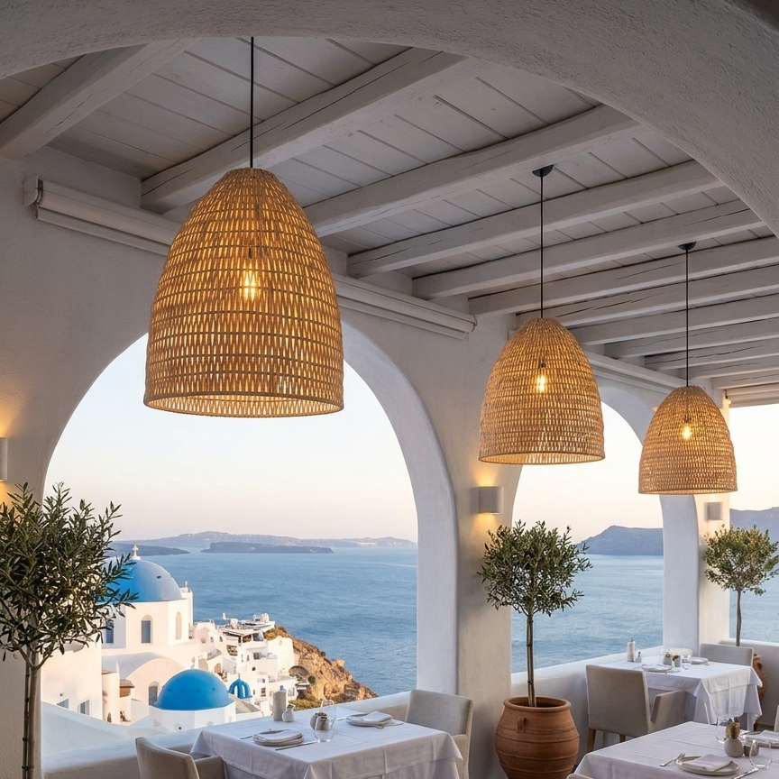 Restaurant & Coffee Rattan Pendant Light
