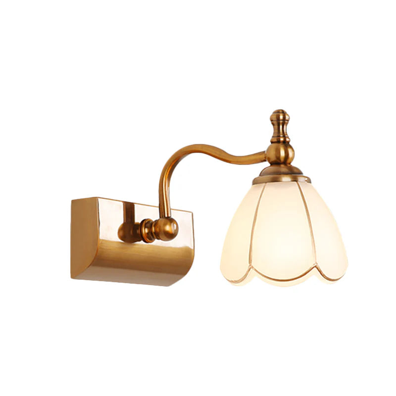 Antique Copper Tulip Gallery Lamp – 4-Head Floral Wall Lighting