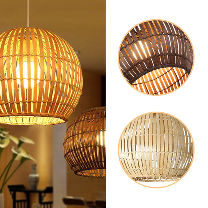 Handwoven Bamboo Globe Pendant Light - Modern Japandi Ceiling Lamp