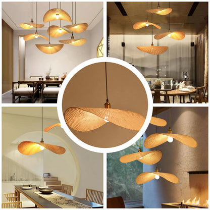 Wabi-Sabi Rattan Pendant Light | Curved Woven Chandelier