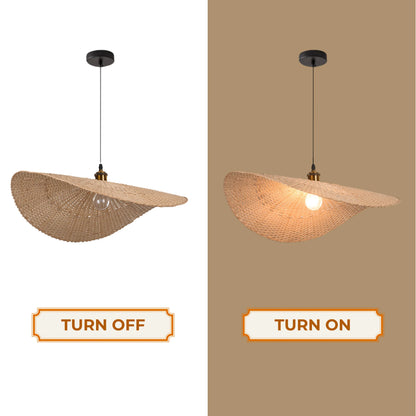 Wabi-Sabi Rattan Pendant Light | Curved Woven Chandelier