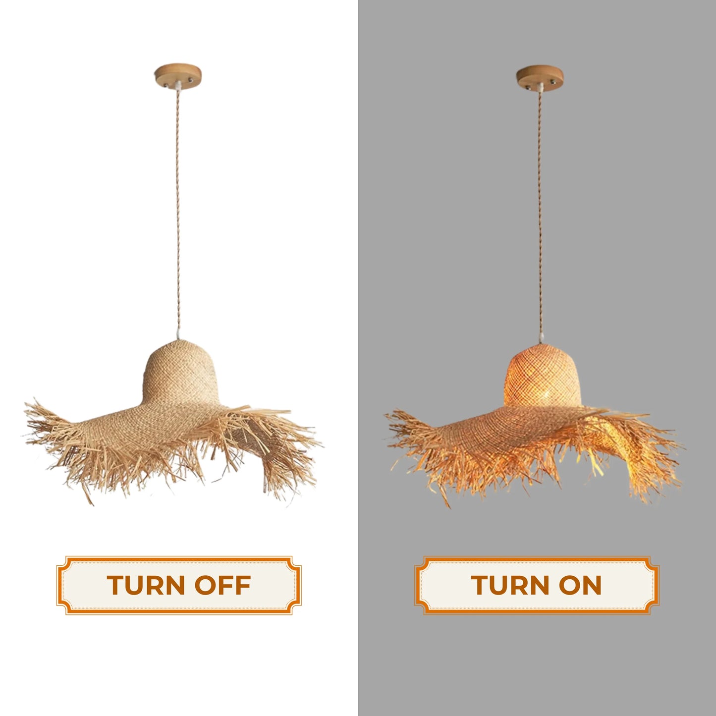Rustic seagrass pendant bringing authentic country charm to a farmhouse-inspired kitchen.