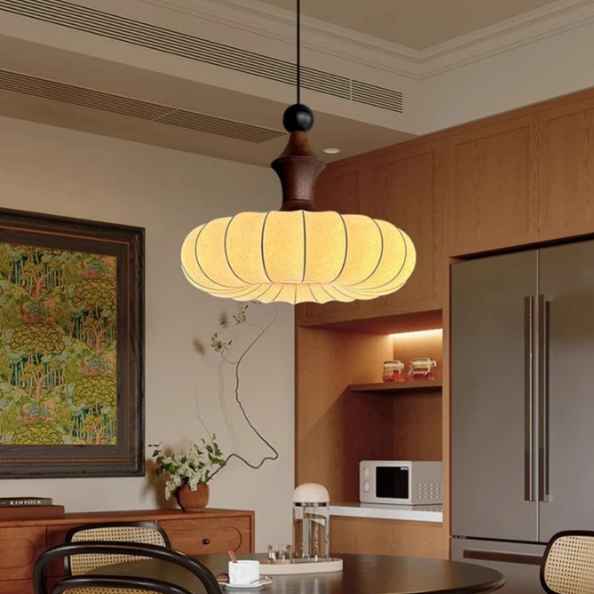 Accent lamp in Modern style, featuring Wood Mix Cloth material, ideal for Dining table decor, providing ambient and task lighting.