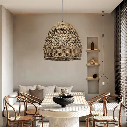 Artisan crafted dome pendant light enhancing a modern dining room