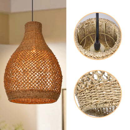 Artisan handcrafted organic shape pendant light with intricate net weave