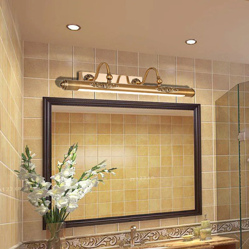 Artisan handmade metal mirror sconce for healthy, non-toxic bathroom vanity lighting