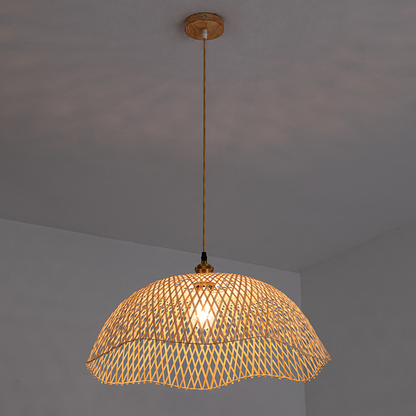 Eco-friendly bamboo drop light, meticulously handwoven for a healthy living space.