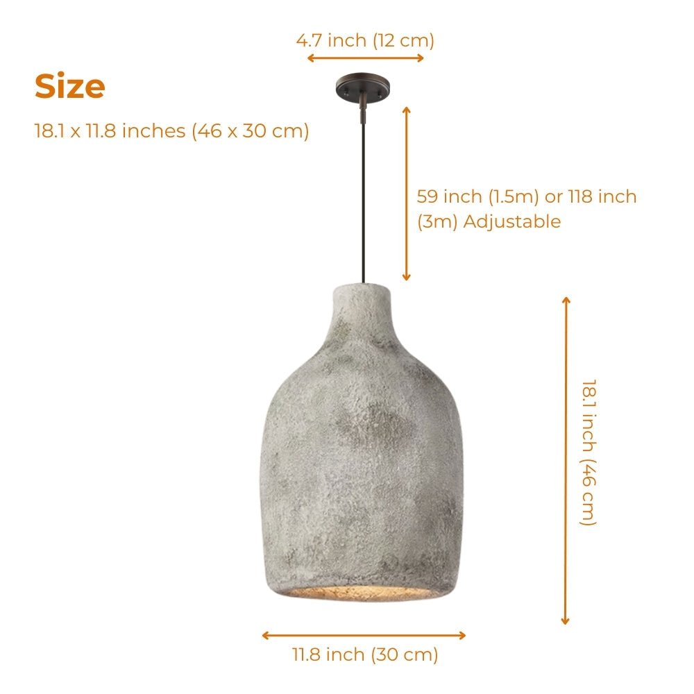 Artisanal earthy hanging lamp showcasing raw Wabi-Sabi home decor style