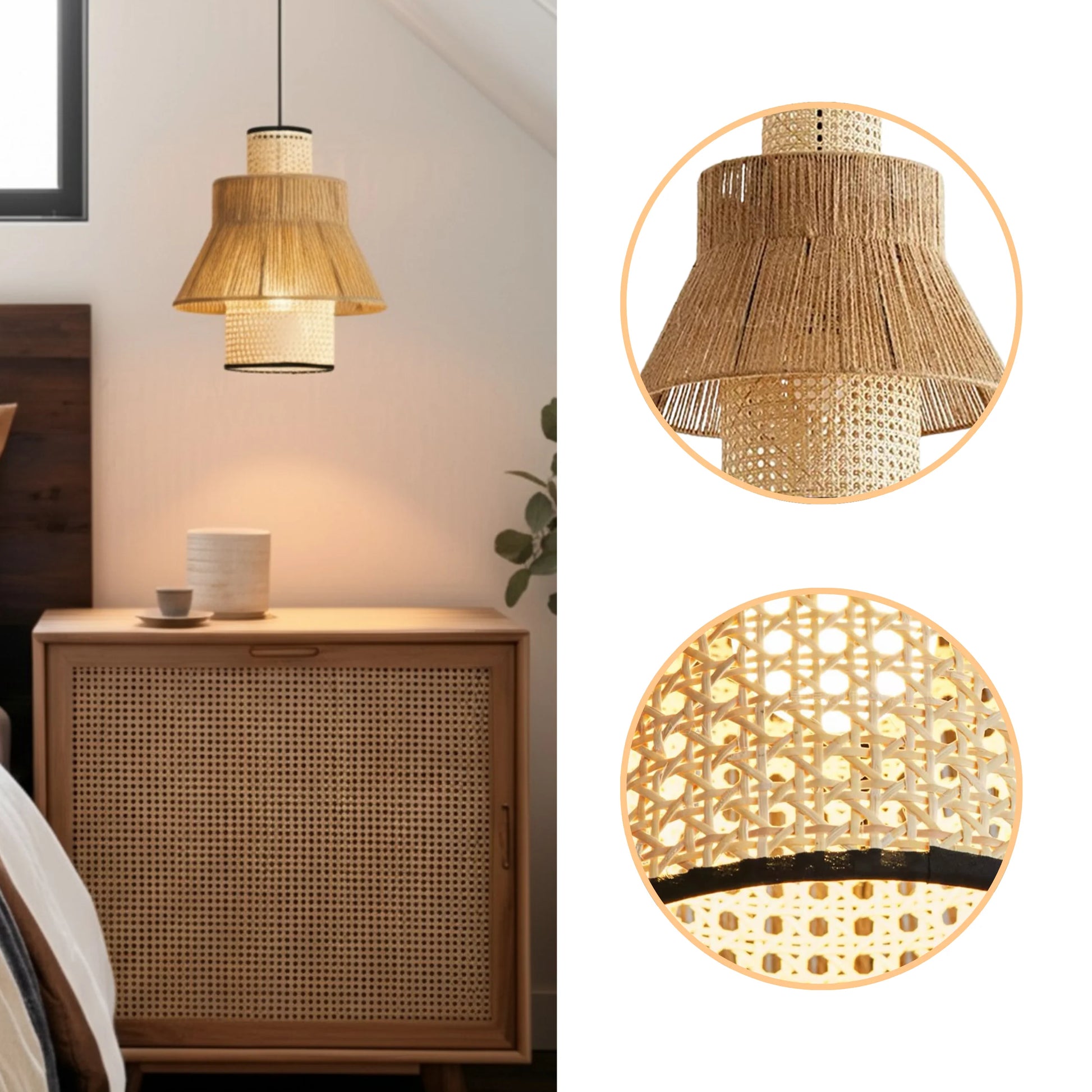 ArtisticLand geometric woven pendant light made of natural organic materials