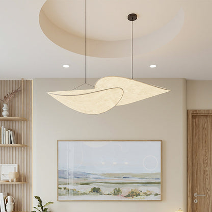 Artistic fabric sculptural pendant lamp, unique twisted shape
