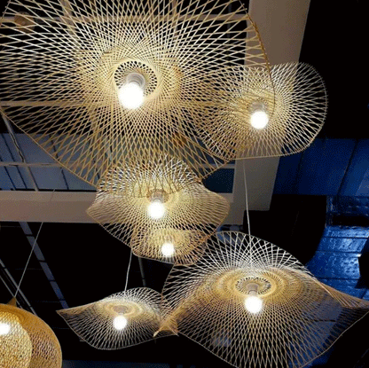 Statement handmade bamboo flower design chandelier