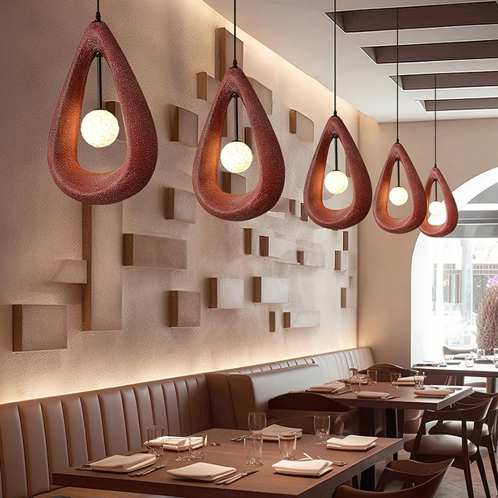 Modern artistic teardrop pendant lighting for restaurant dining area