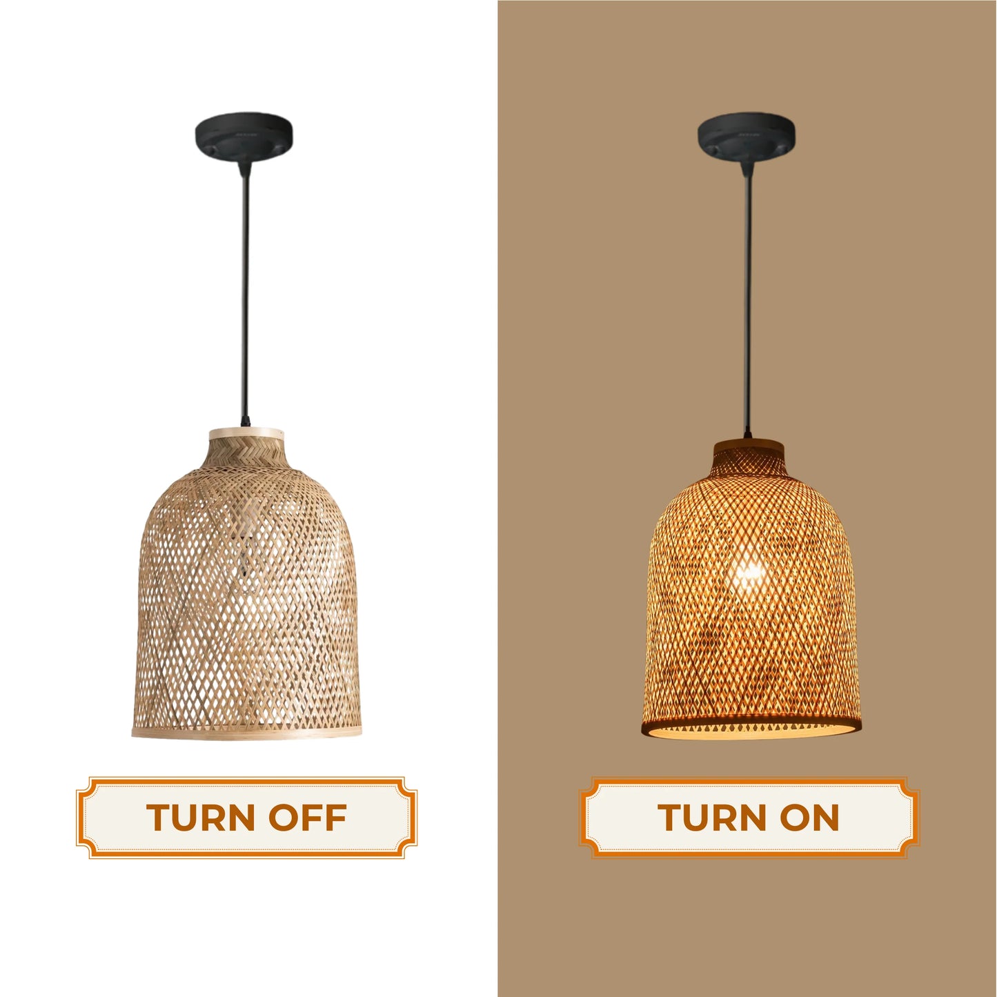 Bohemian style natural bamboo pendant light perfect for relaxed, natural, and trendy interior spaces.