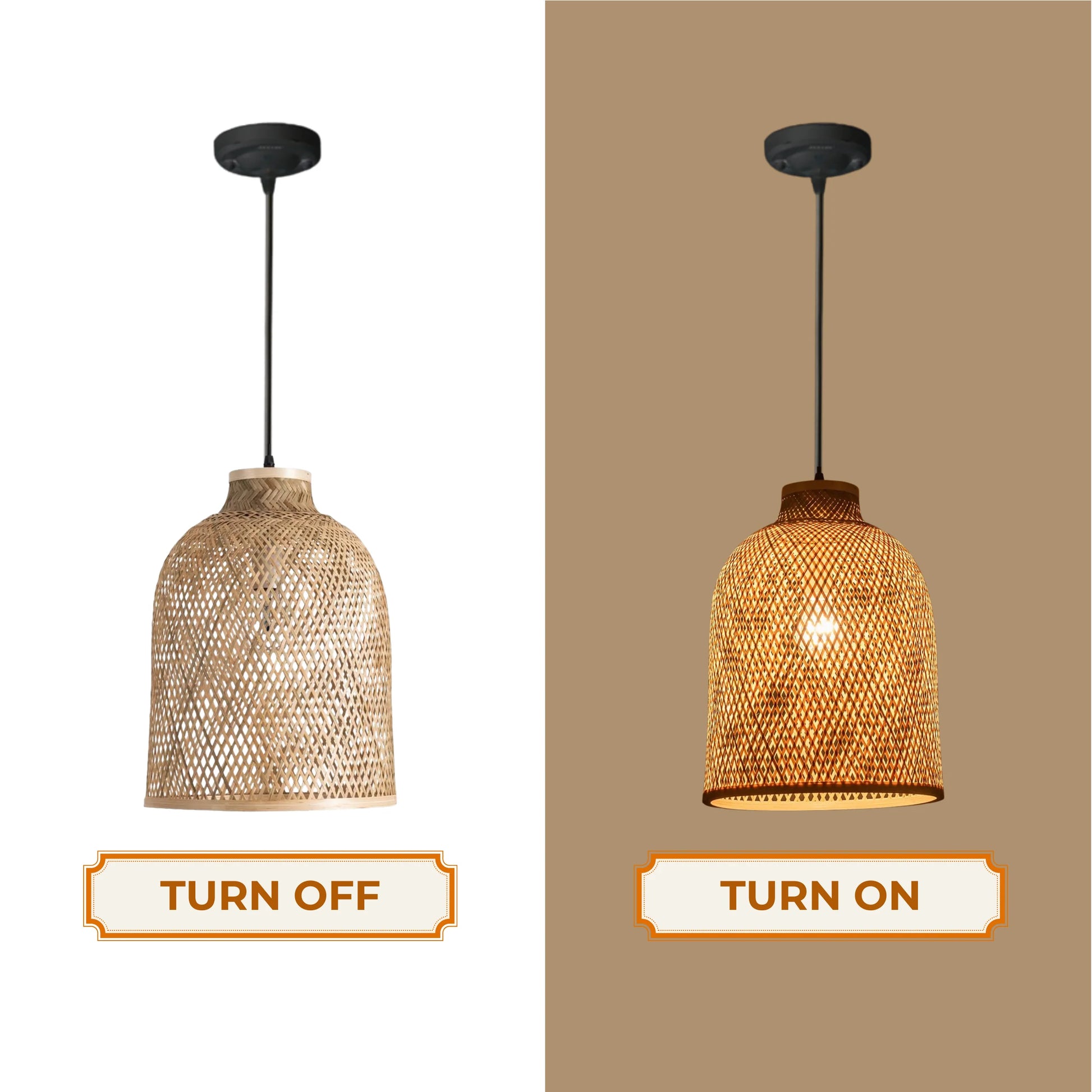 Bohemian style natural bamboo pendant light perfect for relaxed, natural, and trendy interior spaces.