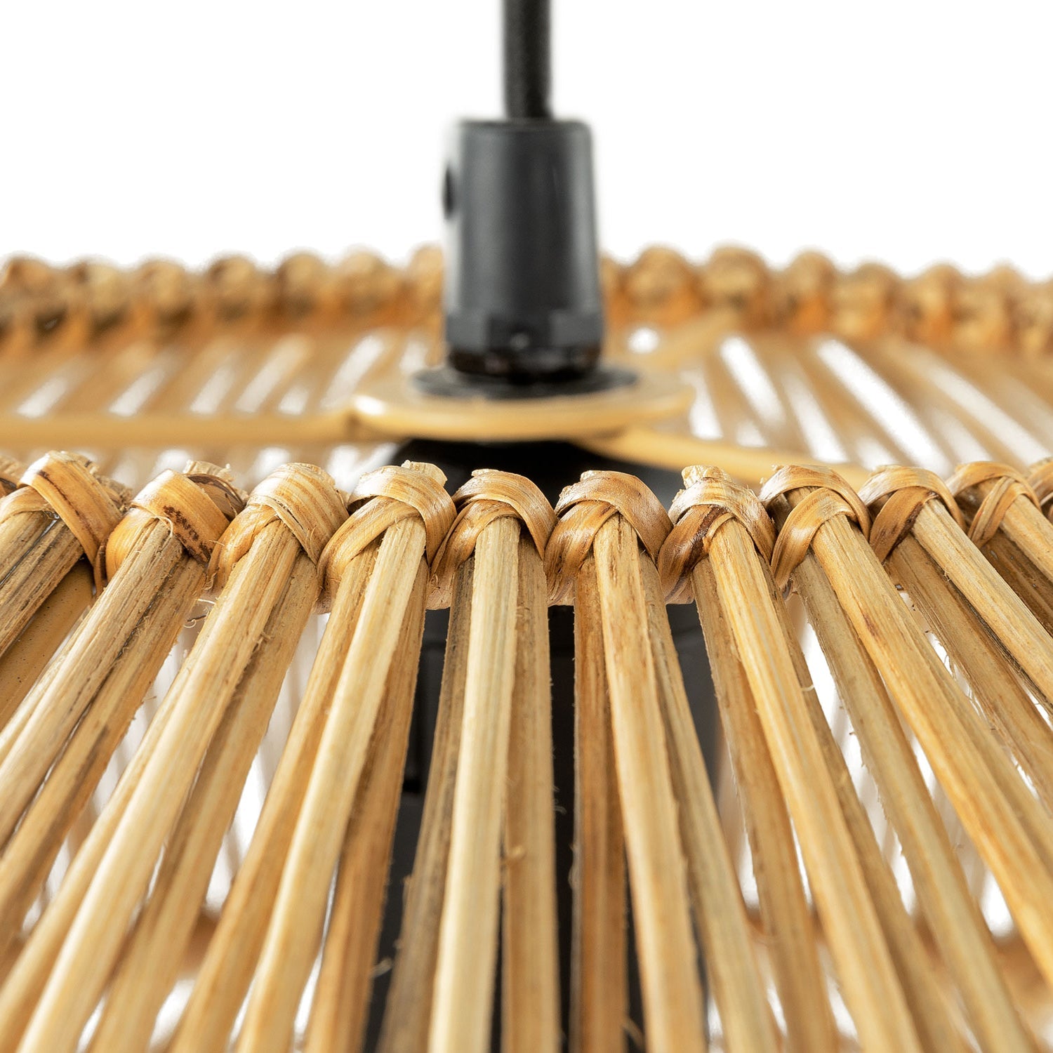 Boho style multi-tier woven ceiling lamp made from natural rattan fibers