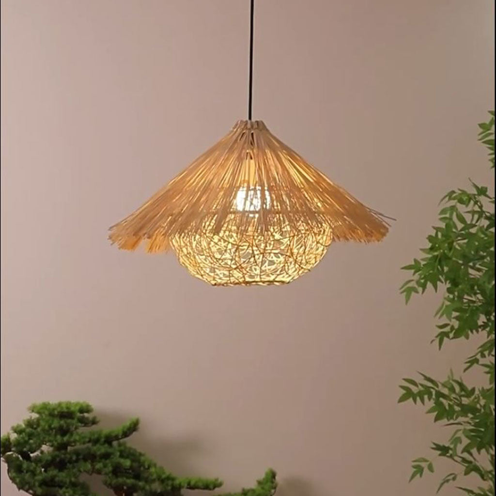 Boho style natural fiber pendant lighting for ceiling decor