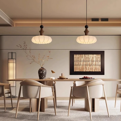 Ceiling pendant in Modern style, featuring Wood Mix Cloth material, ideal for Kitchen decor, providing ambient and task lighting.