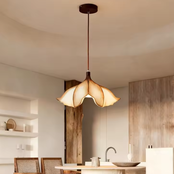 Ceiling pendant in Modern style, featuring Wood Mix Resin material, ideal for Kitchen decor, providing ambient, task, and mood lighting.
