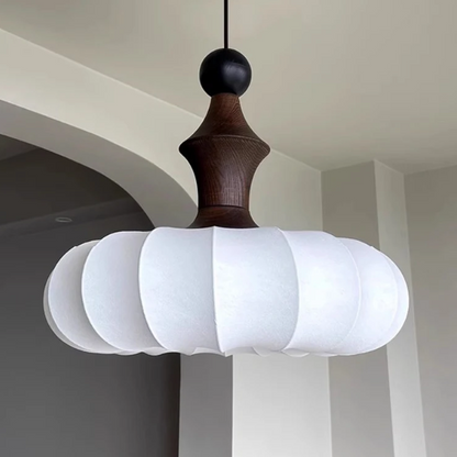 Ceiling pendant in Organic modern style, featuring Wood Mix Cloth material, ideal for Wine cellar decor, providing ambient and task lighting.