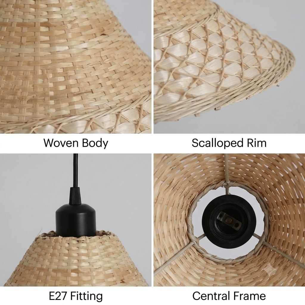 Quiet luxury lighting ceiling pendant in natural bamboo for a luxury resort.