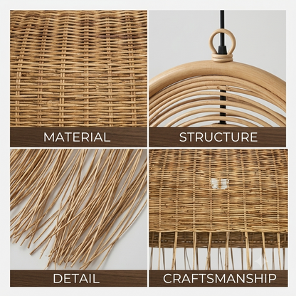 Ceiling pendant highlighting raw organic bamboo materials for a minimalist earthy home aesthetic.