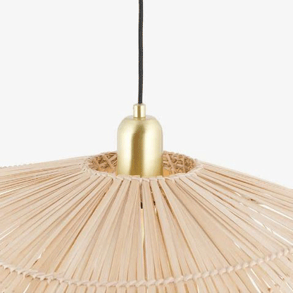  Coastal rattan flared pendant light bringing an airy, resort-like feel to a contemporary room.
