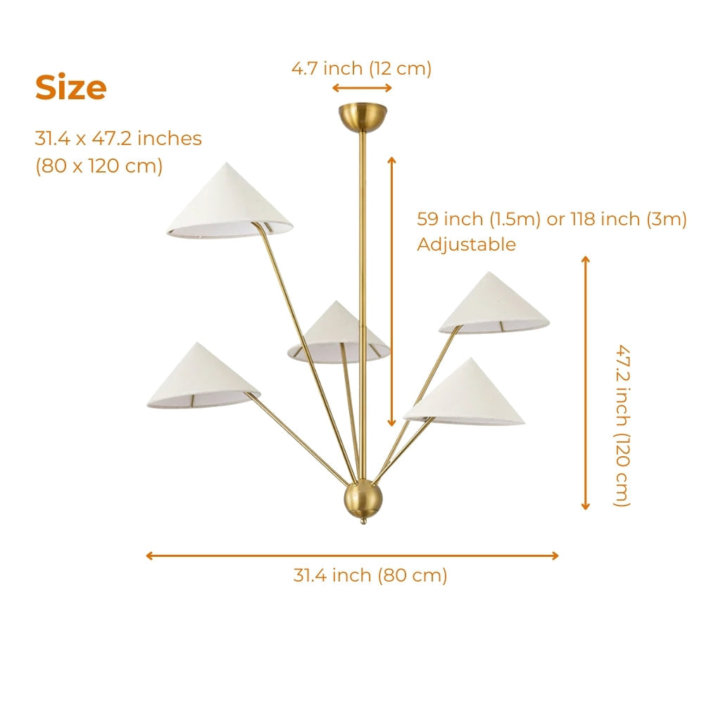 Contemporary chandelier with cone shades for modern minimalist homes