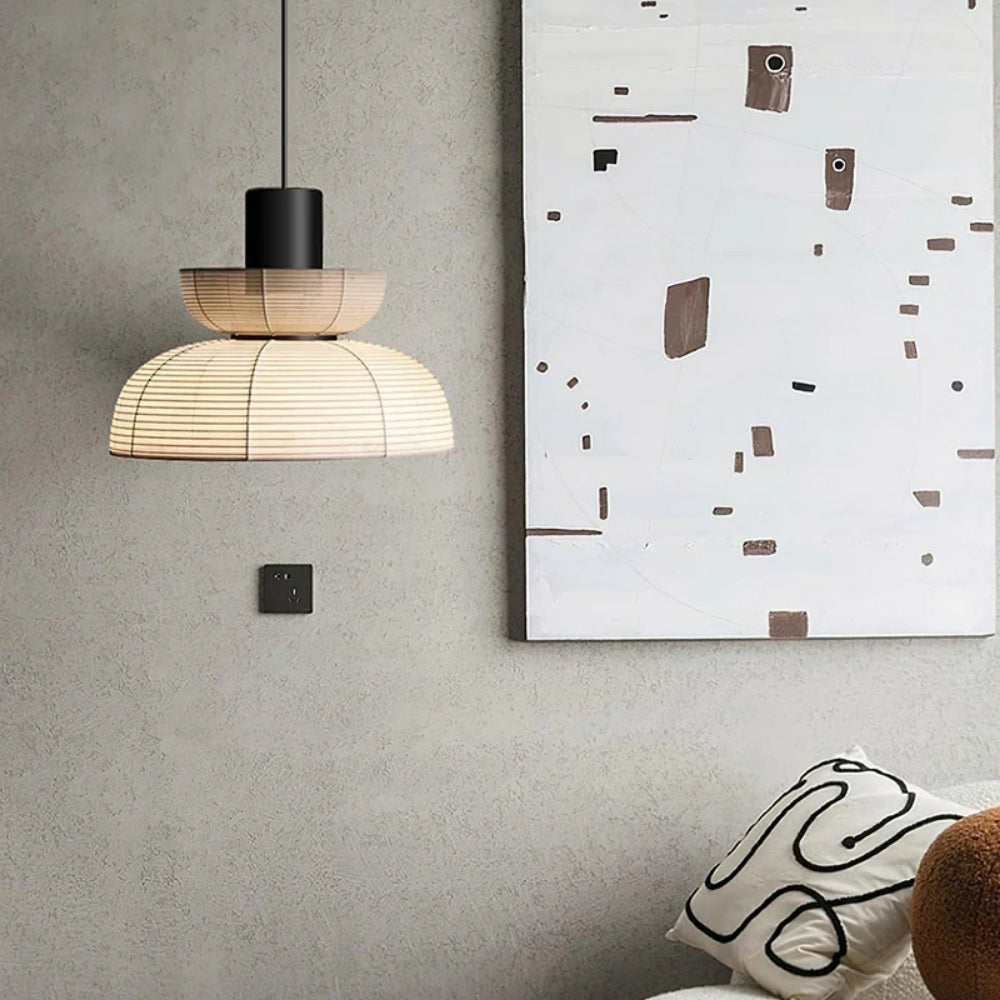 Contemporary paper sphere pendant set for a sophisticated minimalist dining space