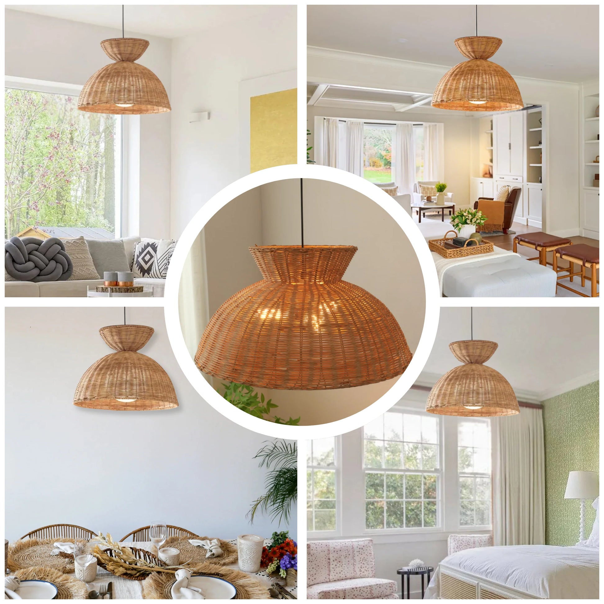 Contemporary rattan mesh ceiling fixture perfect for hallway lighting