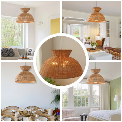 Contemporary rattan mesh ceiling fixture perfect for hallway lighting