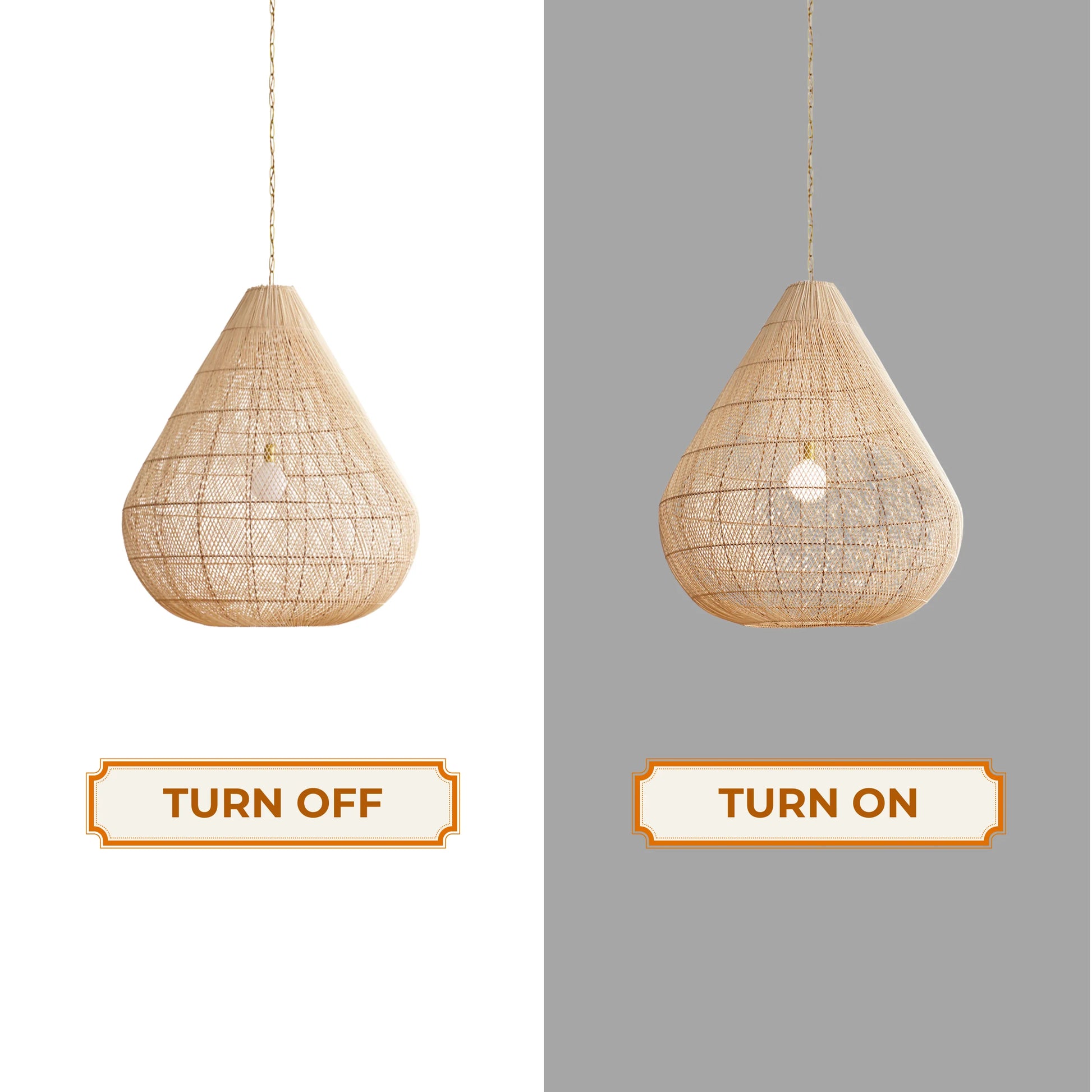 Contemporary woven rattan pendant light for a clean, stylish, and sophisticated ceiling design.