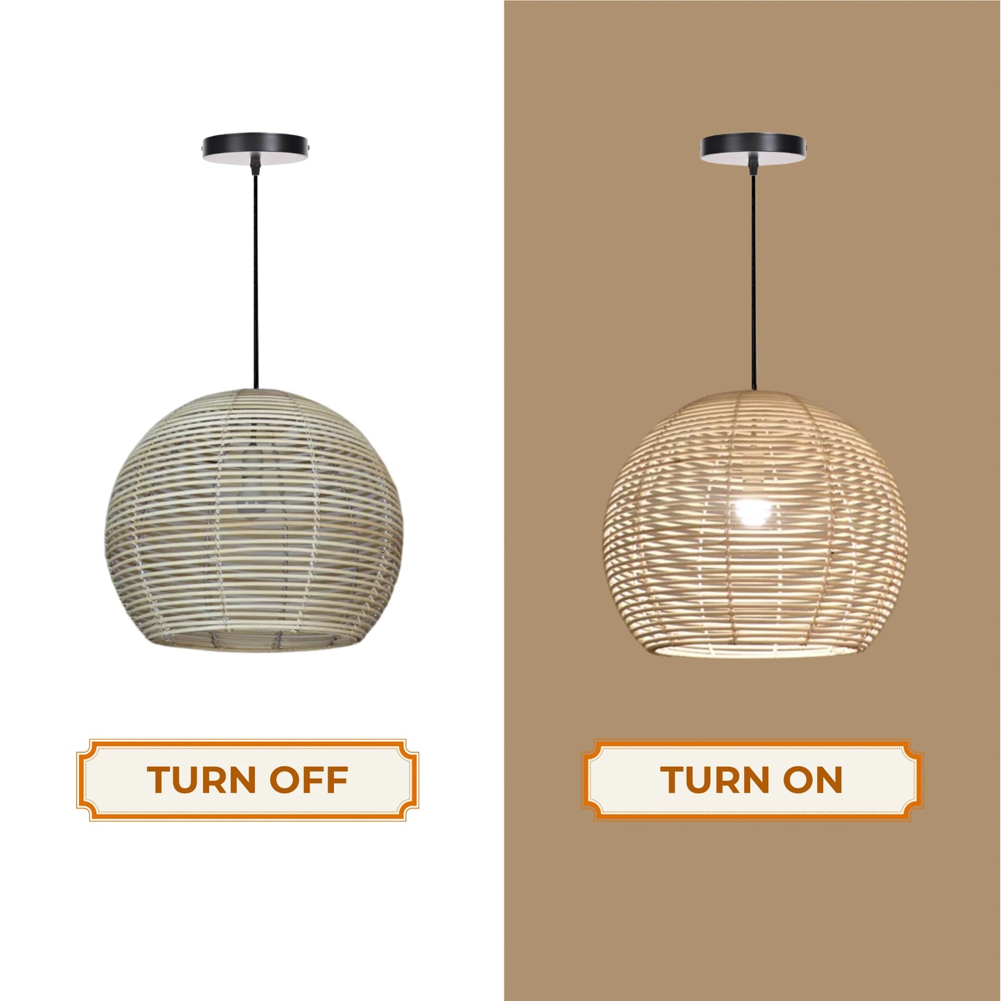 Cozy boho rattan lamp providing warm lighting in an entryway or hallway