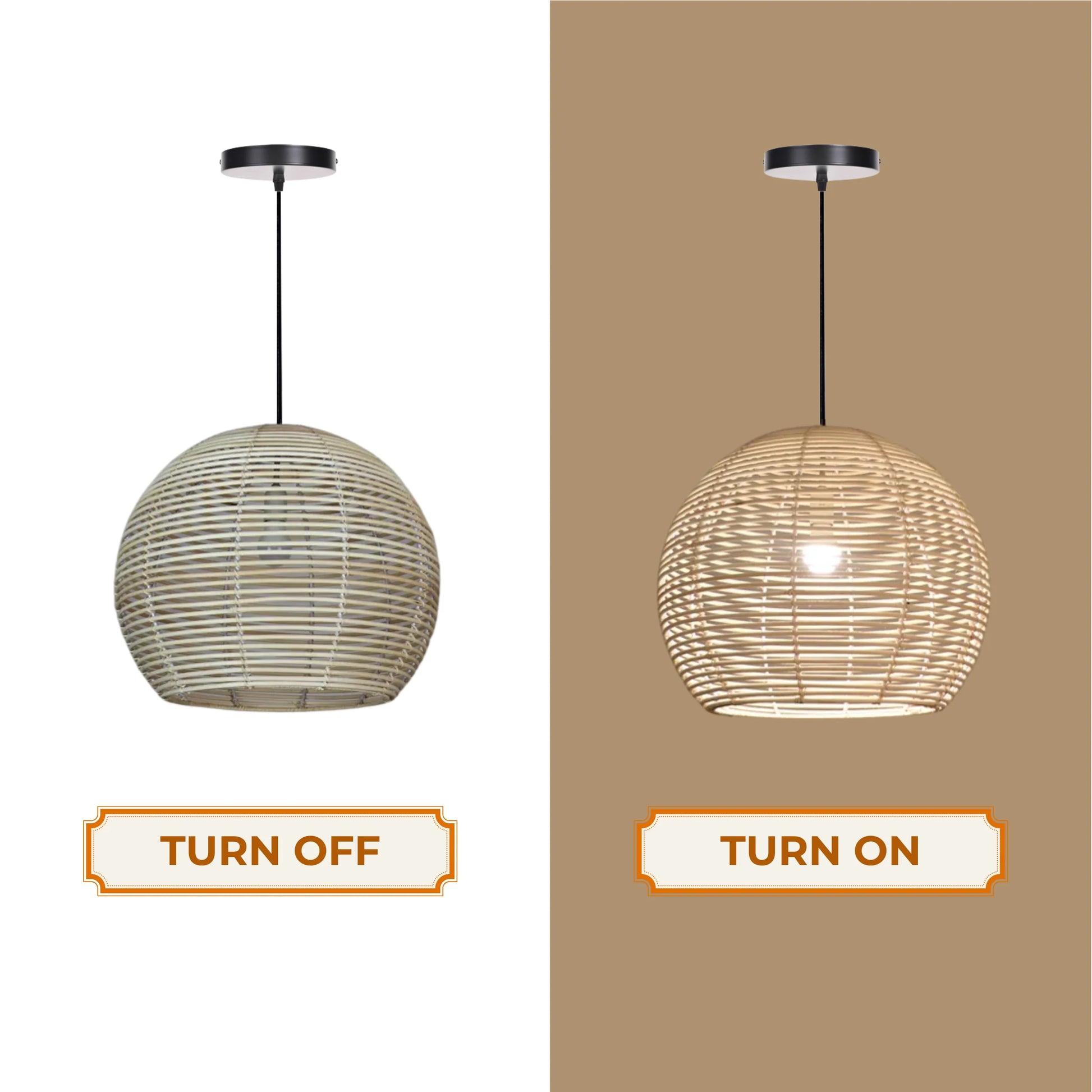 Cozy boho rattan lamp providing warm lighting in an entryway or hallway