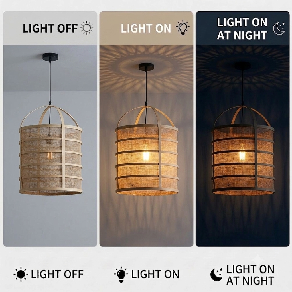 Elegant quiet luxury lighting, artisanal burlap lamp for cozy home atmosphere.