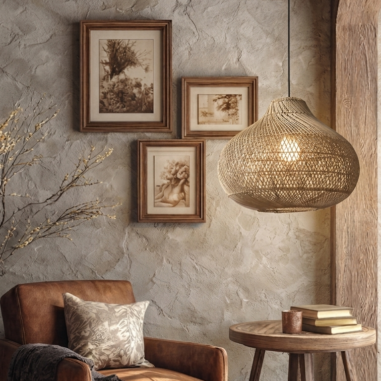 Decorative rattan cage ceiling fixture emphasizing detailed woven fiber craftsmanship and style.