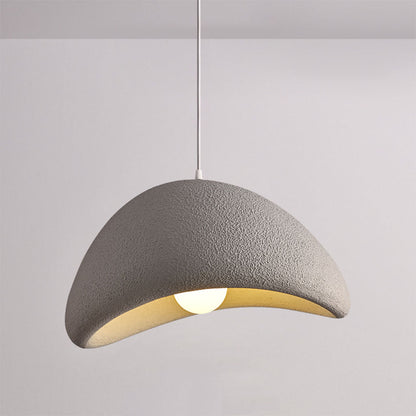Designer white HDPE pebble hanging light, minimalist style