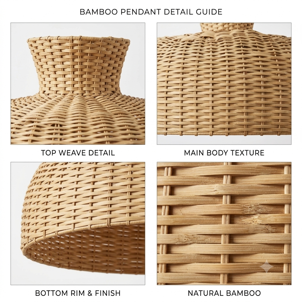 Earth-conscious drop light, hand-woven with rattan, perfect for green-certified resort decor.