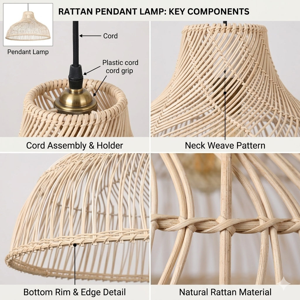 Earth-friendly rattan hanging light, a handwoven decorative fixture for wellness.