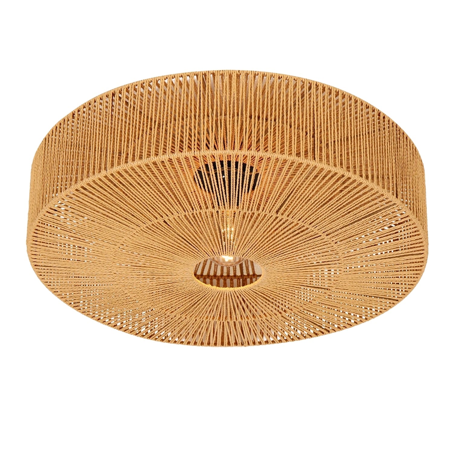 Eco-chic hand-wrapped hemp rope light, a sophisticated minimalist accent for sustainable interior styling.