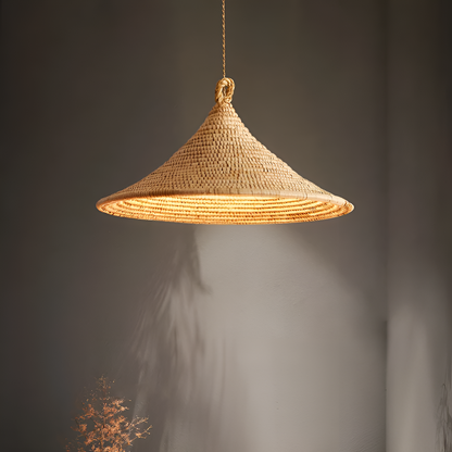 Eco-chic hand-wrapped jute pendant, a sophisticated minimalist accent for sustainable interior styling.
