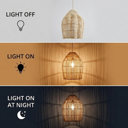 Eco-friendly artisan rattan bell pendant, providing a non-toxic and healthy interior lighting atmosphere.