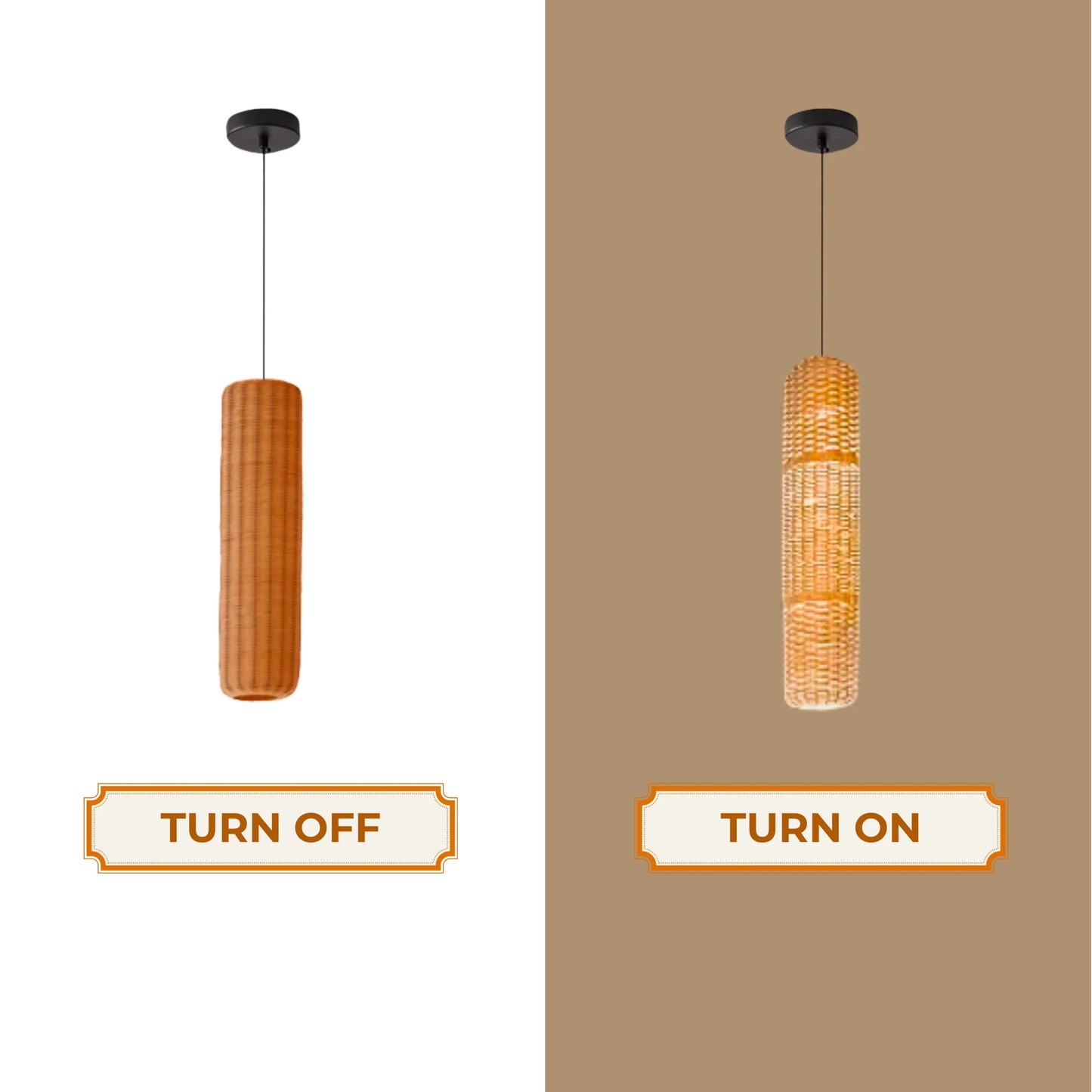 Eco-friendly cylinder shade made with authentic natural rattan.