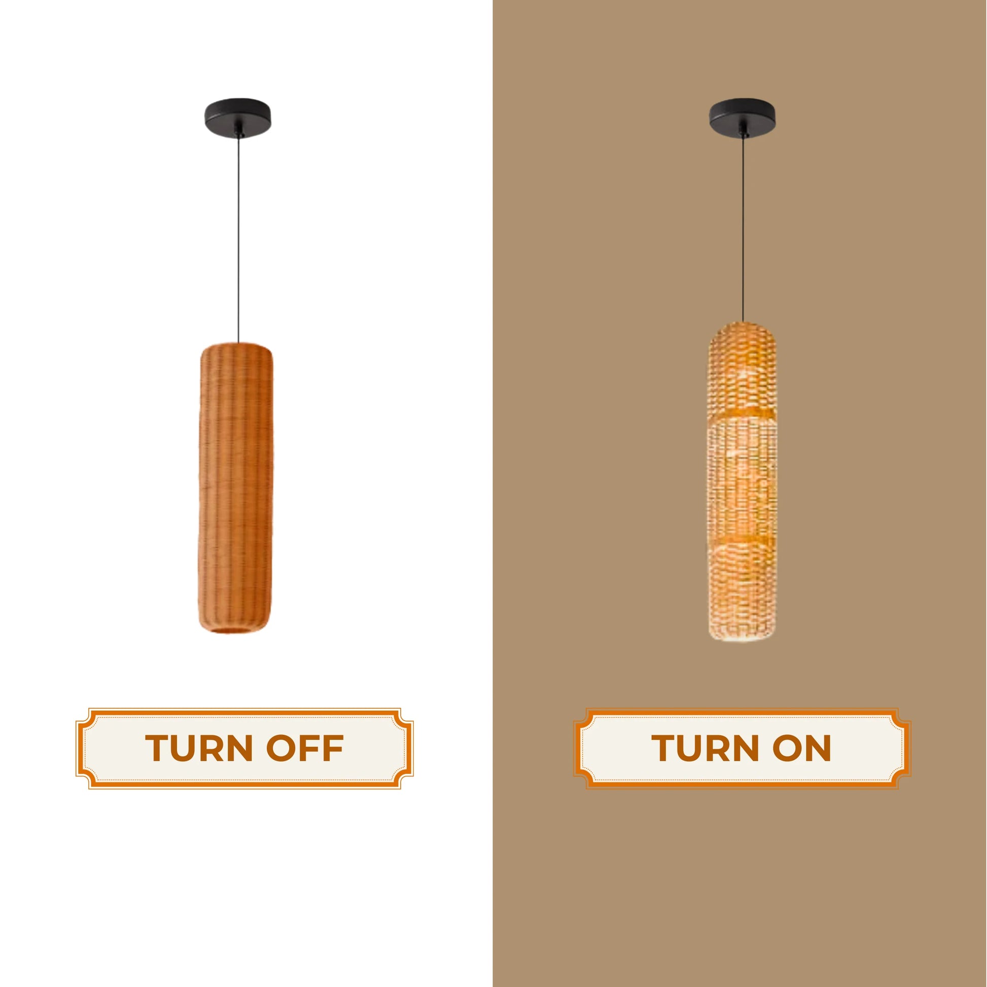 Eco-friendly cylinder shade made with authentic natural rattan.