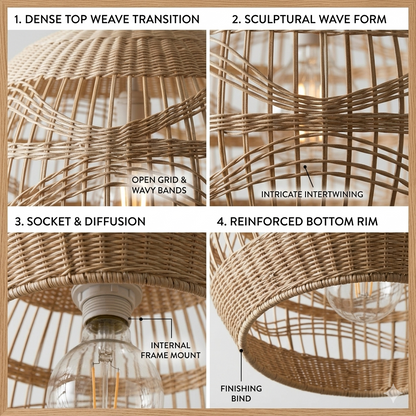Eco-friendly rattan sphere ceiling light crafted from 100% natural, biodegradable materials.