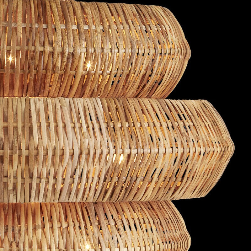 Premium woven cane bubble lamp blending authentic traditional basketry with contemporary Scandinavian geometric aesthetics.
