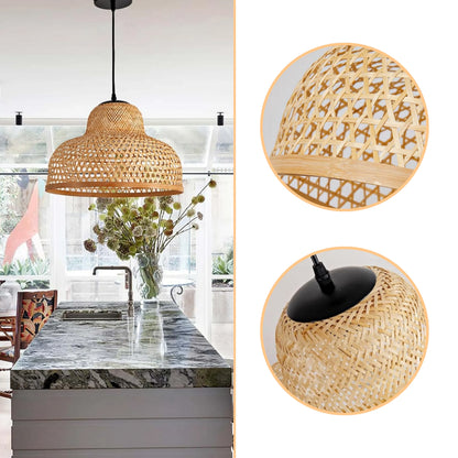 Elegant bamboo pendant light for kitchen island counters with organic style